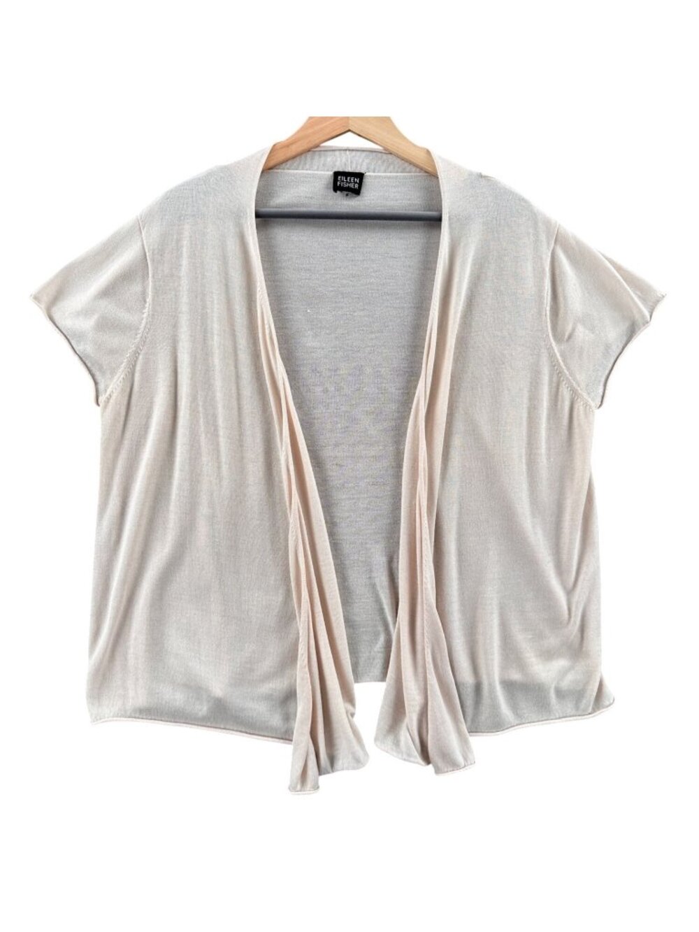 Eileen Fisher Lt. Pink Silk/Cotton Light Open Cardigan Sweater Medium